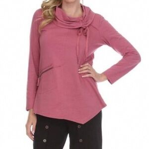 neon buddha Rose Pink Cowl Neck Tie-Detail Sweater